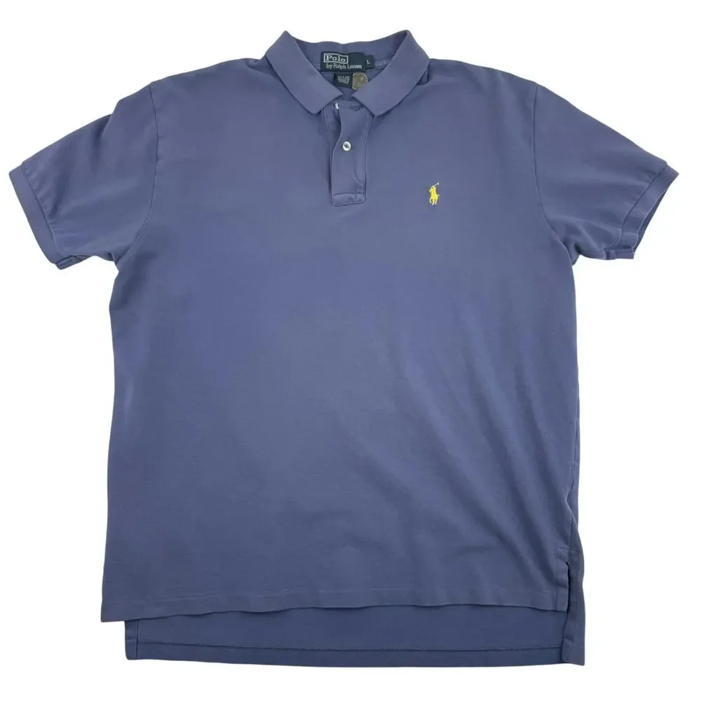Polo Ralph Lauren Polo Shirt Purple Blue Cotton Classic Preppy Casual Large Y2K